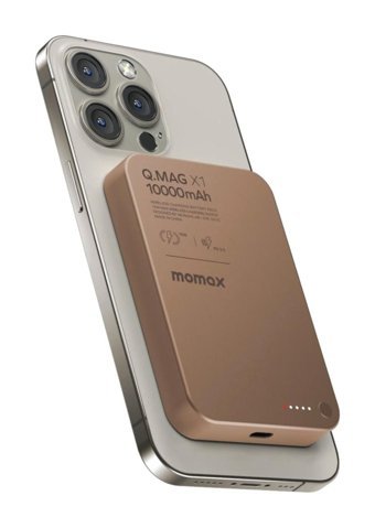 Momax Q Mag X1 10000 mAh Hızlı Şarj Mıknatıslı Işıklı Dijital Göstergeli USB Type C Çoklu Bağlantı Kablosuz Powerbank Gold