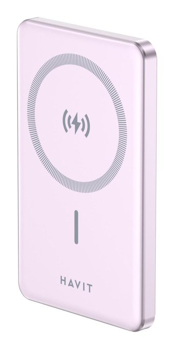 Havit PB5202 5000 mAh Hızlı Şarj Mıknatıslı Işıklı Micro USB & Type C Çoklu Bağlantı Kablosuz Powerbank Mor