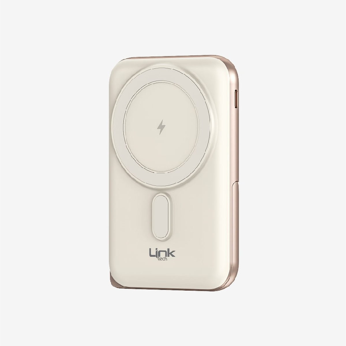Linktech WP24 10000 mAh Hızlı Şarj Işıklı Dijital Göstergeli USB Type C Kablosuz Powerbank Bej