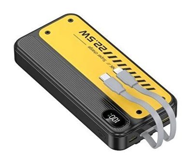 Schitec YK22 10000 mAh Hızlı Şarj Işıklı Dijital Göstergeli USB Type C Çoklu Bağlantı Powerbank Siyah