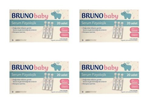 Abdi İbrahim Bruno Baby İzotonik Deniz Suyu 4x20'li Damla Serum Fizyolojik 5 Ml
