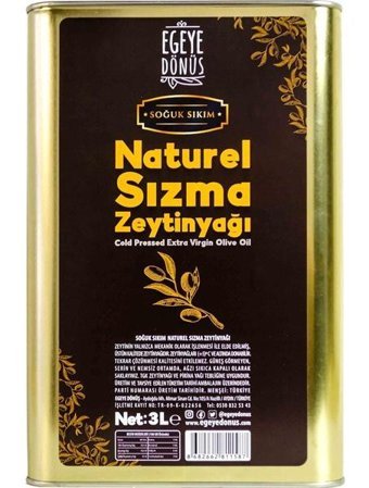 Egeye Dönüş Soğuk Sıkım Teneke Sızma Zeytinyağı 3 lt