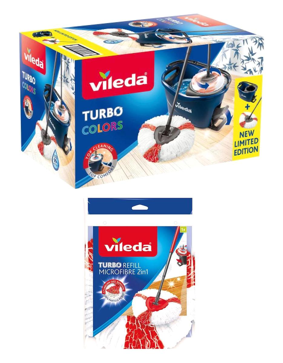 Vileda Turbo Colors 3'lü Temizlik Seti + Yedek Paspas Mavi