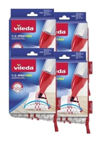 Vileda 1-2 Spray Max 4'lü Yedek Başlık Beyaz-Kırmızı