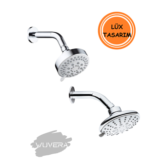 Wuvera Krom 3 Fonksiyonlu Tasarruflu Yuvarlak Yağmur Tepe Duş Başlığı Gümüş