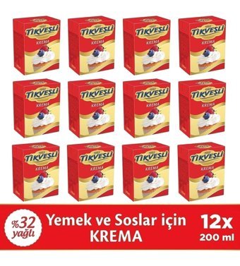 Tikveşli Yemeklik %32 Yağlı Krema 12x200 ml