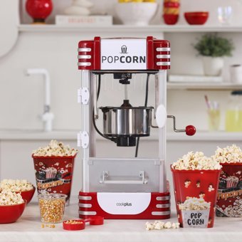 Cookplus Retro XXL Profesyonel Nostaljik Kırmızı-Beyaz Mısır Patlatma Makinesi
