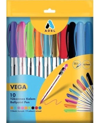 Adel Vega 10 Renkli Tükenmez Kalem Seti