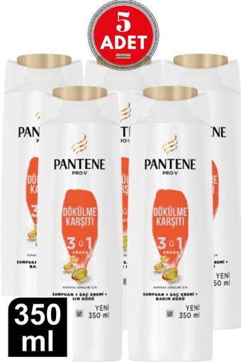Pantene Dökülme Karşıtı Kremli 3 ü Bir Arada Şampuan 5x350 ml