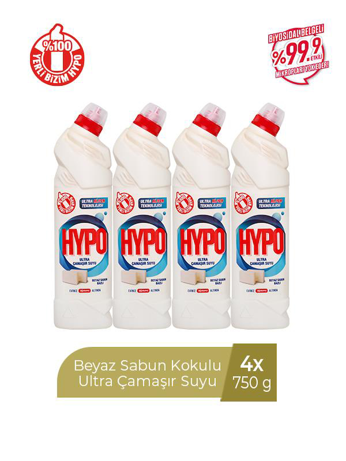 Hyper Hypo Ultra Beyaz Sabun Jel Çamaşır Suyu 4x750 gr