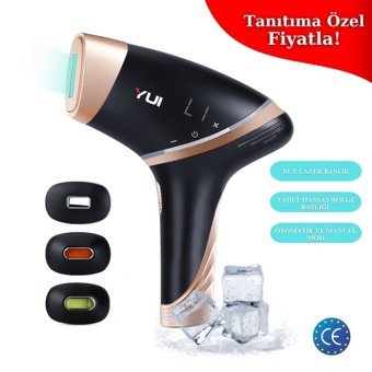 Yui IPLV15 Pro 900000 Atım Atımlı Yüz Koltuk Altı Genital Bölge Tüm Vücut İçin 4 Başlıklı Buzlu IPL Lazer Epilasyon Aleti Siyah