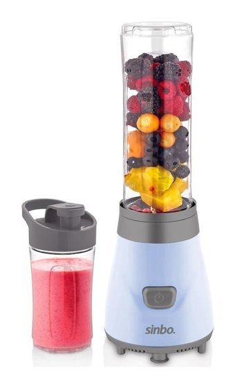 Sinbo SHB-3150 500 ml Cam Buz Kırıcılı 4 Bıçaklı Tekli Mini Smoothie Blender Mavi