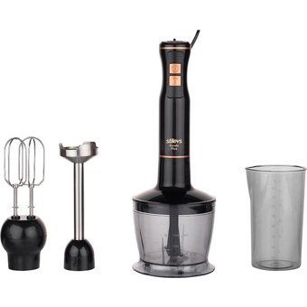 Stilievs Kendo Plus 1000 ml Plastik Turbo Fonksiyonlu Çift Bıçaklı 3'lü Büyük Blender Seti Siyah
