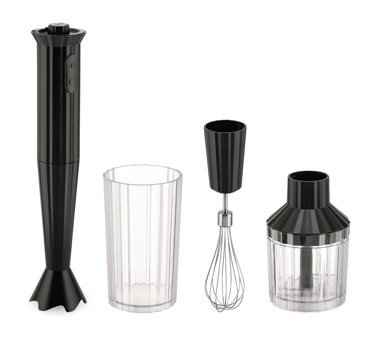 Alessi Plisse 700 ml Plastik Çift Bıçaklı 3'lü Mini Blender Seti Siyah