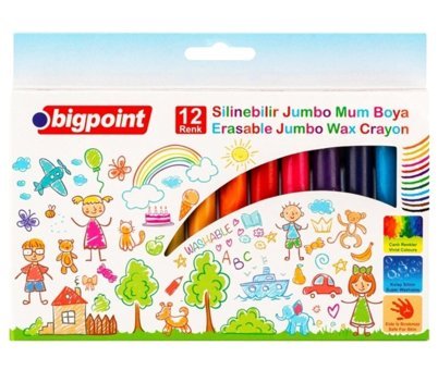 Bigpoint Jumbo Silinebilir 12'li Kalem-Mum Pastel Boya