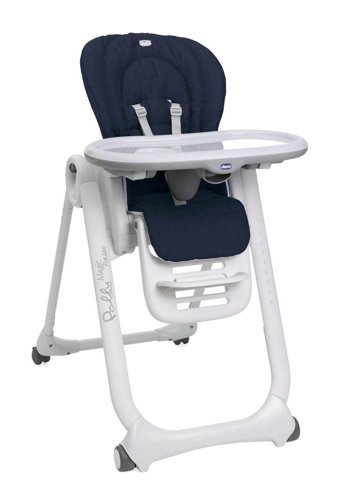 Chicco Polly Magıc Relax Kumaş 3 Noktalı Emniyet Kemerli 15 kg Kapasiteli Tekerlekli Tepsili Oturaklı Katlanır Mama Sandalyesi Mavi