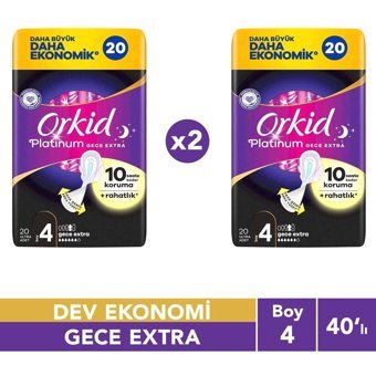 Orkid Platinum Gece Extra İnce 20'li Hijyenik Ped 2 Adet
