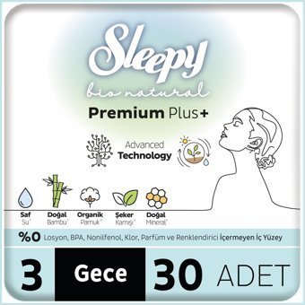 Sleepy Bio Natural Premium Plus Organik Antialerjik İnce 30'lu Hijyenik Ped