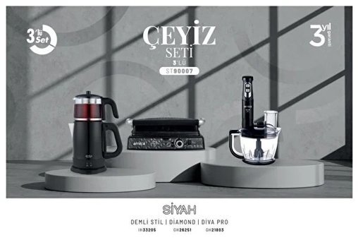 Arnica ST90007 3'lü Elektronik Çeyiz Seti Siyah