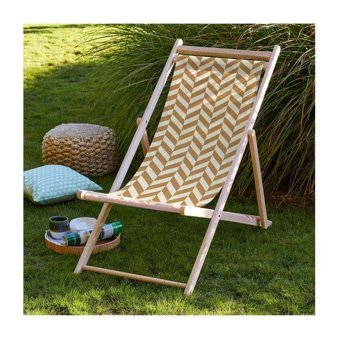 Adawall Geometrik Desen Ahşap Katlanır Taşınabilir Şezlong Koltuk
