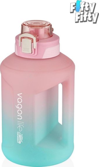 Vagonlife Pipetli Çok Renkli Plastik Motivasyonlu Suluk 1.6 lt