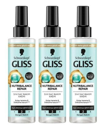 Gliss Nutribalance Repair Dökülme Karşıtı Durulanmayan Sıvı Saç Kremi 3x200 ml