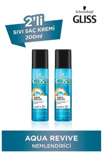 Gliss Aqua Revive Deniz Yosunu Nemlendirici Durulanmayan Sıvı Saç Kremi 2x200 ml