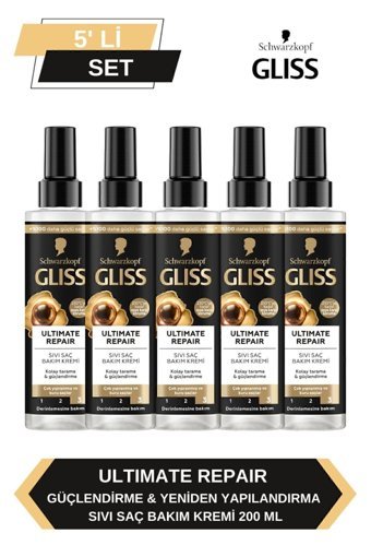 Gliss Ultimate Repair Siyah İnci Özü Güçlendirici Durulanmayan Sıvı Saç Kremi 5x200 ml