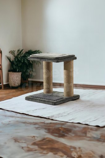 Pet Dreams Forcats Lüks Oturaklı Katlı 45 cm Kedi Tırmalama Tahtası Kahverengi