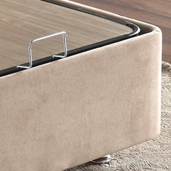 Niron Rama 180x200 cm Başlıklı Çift Kişilik Sandıklı Baza Sütlü Kahve