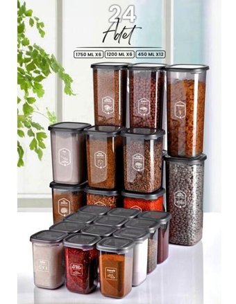 Kitchen Life Modernity 24'lü Dikdörtgen Plastik Saklama Kabı 6x450 ml-6x550 ml-6x1.2 lt-6x1.75 lt