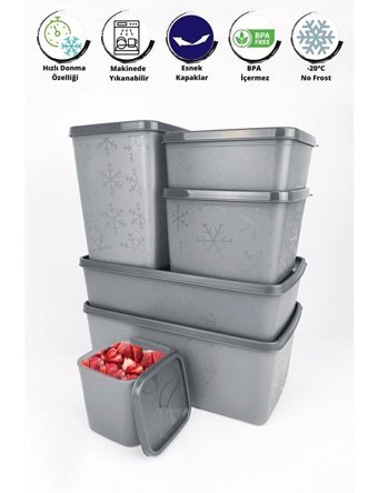 Digithome Alaska 6'lı Dikdörtgen Plastik Saklama Kabı