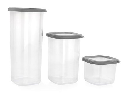 Schafer Hold Gri 3'lü Dikdörtgen Plastik Saklama Kabı