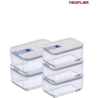 Neoflam Perfect Seal 5'li Dikdörtgen Cam Saklama Kabı