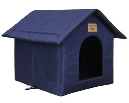 Vinnypet Kare Tek Katlı Su Geçirmez Dış Mekan Oxford Kumaş Kedi Evi Lacivert