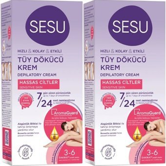 Sesu Hızlı & Kolay & Etkili Akgünlük Bitkisi Hassas Ciltler İçin Tüm Vücut Tüy Dökücü Krem 2x40 ml