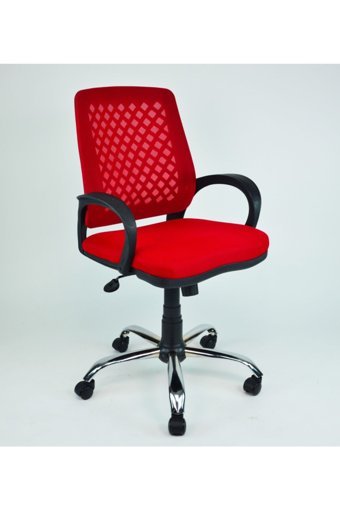 Elegant Kolçaklı Dönerli Kırmızı Çalışma Sandalyesi