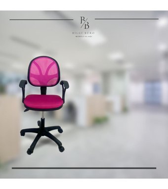 Bilgi Büro Mobilyaları Kolçaklı Dönerli Pembe Çalışma Sandalyesi