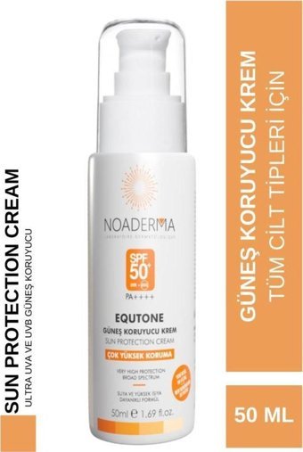 Noaderma Equtone 50 Faktör Tüm Ciltler İçin Leke Karşıtı Nemlendirici Yaşlanma Karşıtı Mineral Filtreli Suya Dayanıklı Yüz Güneş Kremi 50 ml