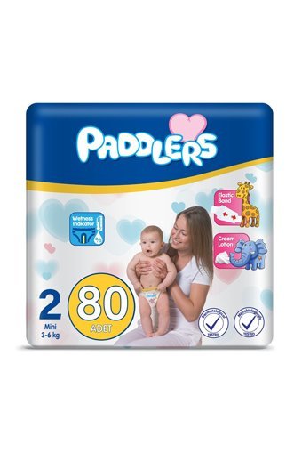 Paddlers Mini 2 Numara Organik Cırtlı Bebek Bezi 80 Adet