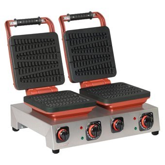 Omake Şekilli İkili Çift Taraflı Kırmızı Waffle Makinesi