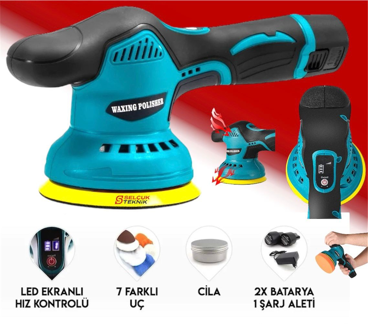 Stanvolt Orbital 1200 W 5500 devir/dk 125 mm Kablosuz Pasta Cila Akülü Şarjlı Polisaj Makinesi