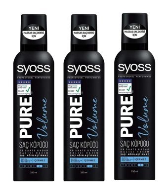 Syoss Pure Volume 4 Şekillendirici Hacim Veren Saç Köpüğü 3x250 ml