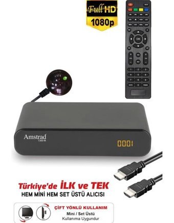 Amstrad 1300 M Harici İnternetli Mini Çanaklı Full HD Uydu Alıcısı