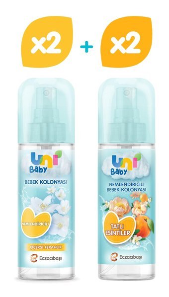 Uni Baby Çiçeksi-Tatlı Esinti Sprey Bebek Kolonyası 4x150 ml