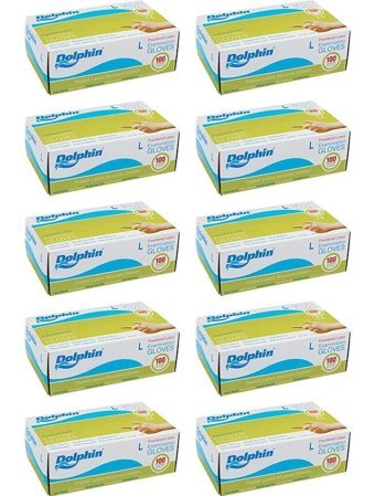 Dolphin Pudralı Lateks Beyaz Medium Temizlik Temizlik Eldiveni 100x10 Paket