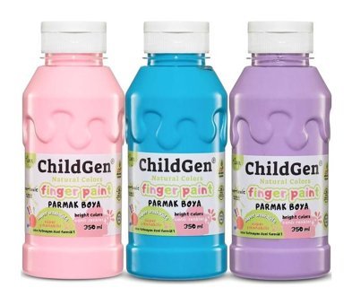 ChildGen Yıkanabilir 350 ml 3'lü Çok Renkli Parmak Boyası