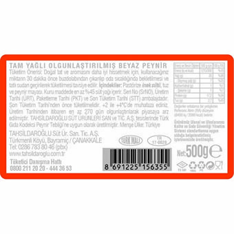 Tahsildaroğlu Beyaz İnek Peyniri 500 gr