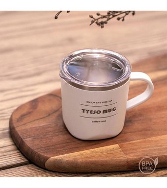 Tyeso Cubic Mug Paslanmaz Çelik 300 ml Pipetli Outdoor Bardak Termos Beyaz