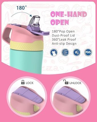 Fjbottle Çocuk Paslanmaz Çelik 400 ml Pipetli Outdoor Matara Termos Yeşil